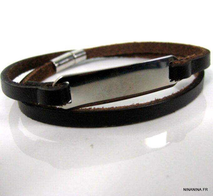 N4319g_bracelet_wrap_cuir_gourmette_acier_inoxydable