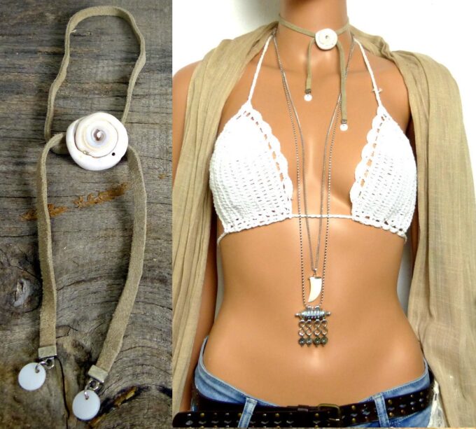 N4330terk_Collier_lacet_daim_coquillage