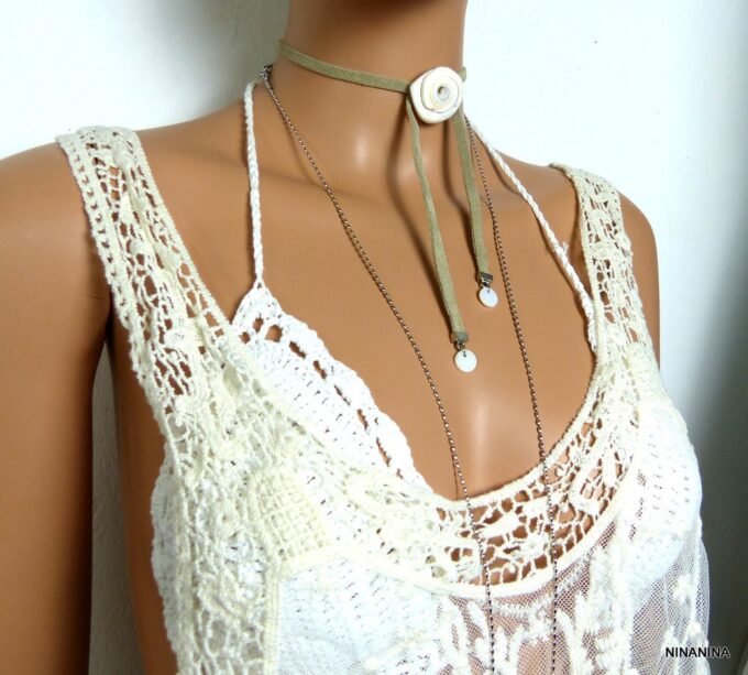 N4330terq_Collier_lacet_daim_coquillage