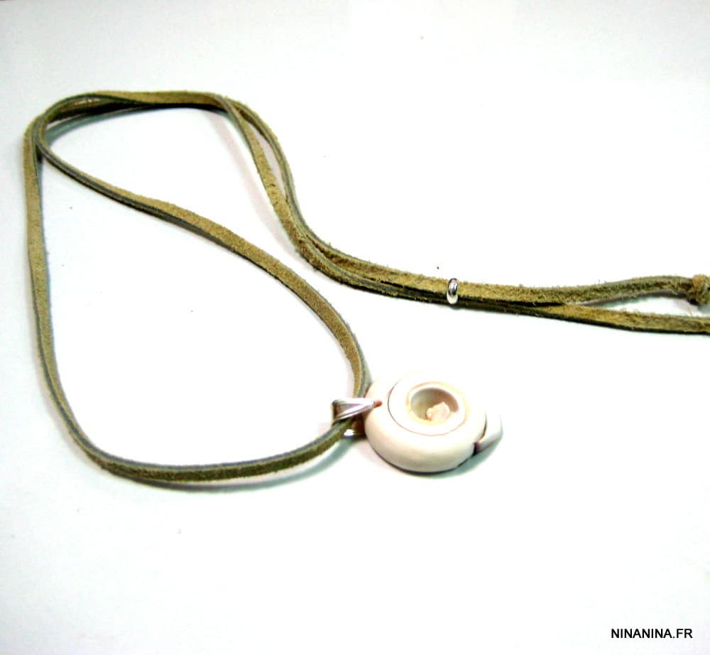 Collier coquillage femme artisanal sur cordon cuir réglable – Image 8
