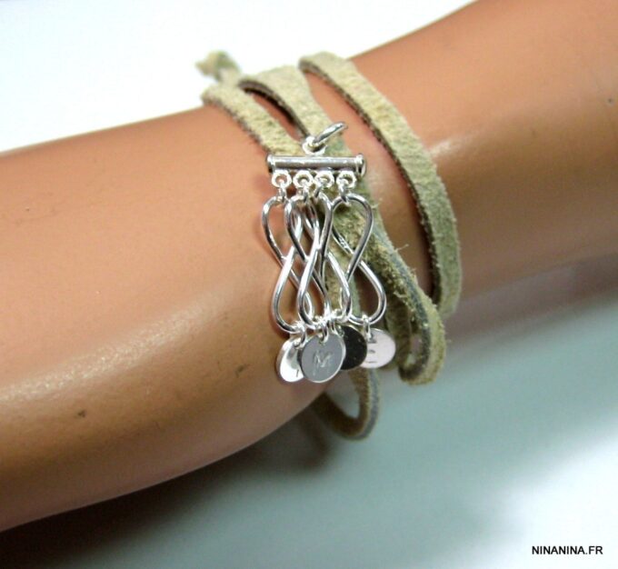 N4358d_bracelet_wrap_cordon_daim_infini_argent_massif_lettre_personnalisee