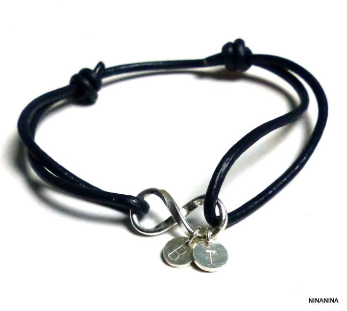 N4360ter_Bracelet_homme_femme_cordon_cuir_infini_argent_massif_personnalise_lettre-2