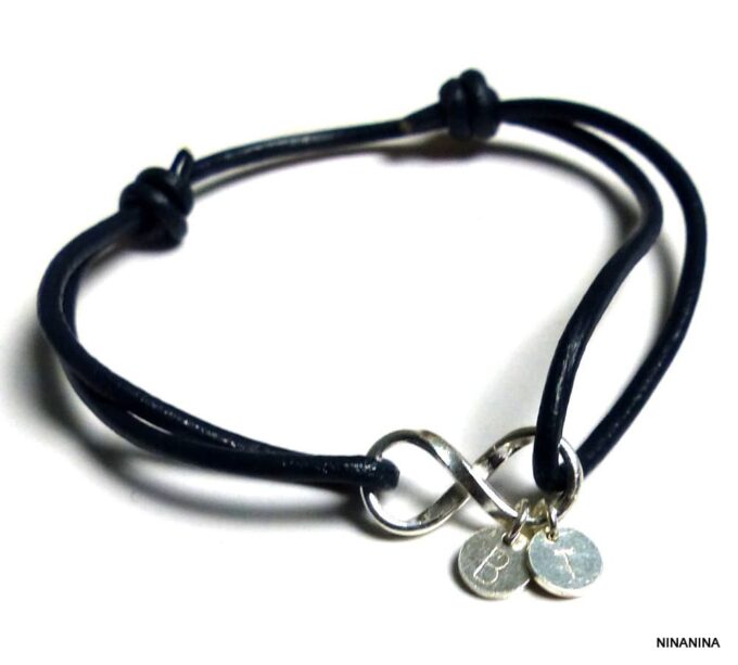 N4360terb_Bracelet_homme_femme_cordon_cuir_infini_argent_massif_personnalise_lettre-2