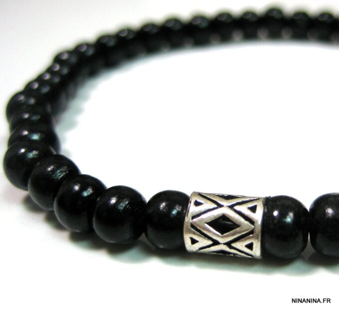 N4377a_bracelet_homme_perles_bois_et_argent_massif