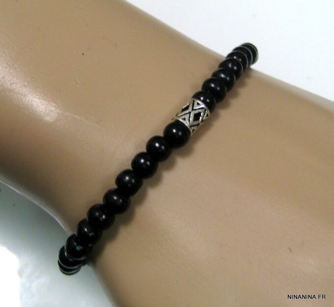 N4377b_bracelet_homme_perles_bois_et_argent_massif