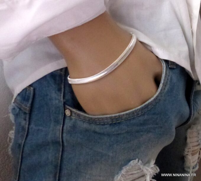 N4431c_Bracelet_homme_plaque_argent_maille_serpent_plate_-_Bijoux_Bracelets_en_ligne_Ninanina