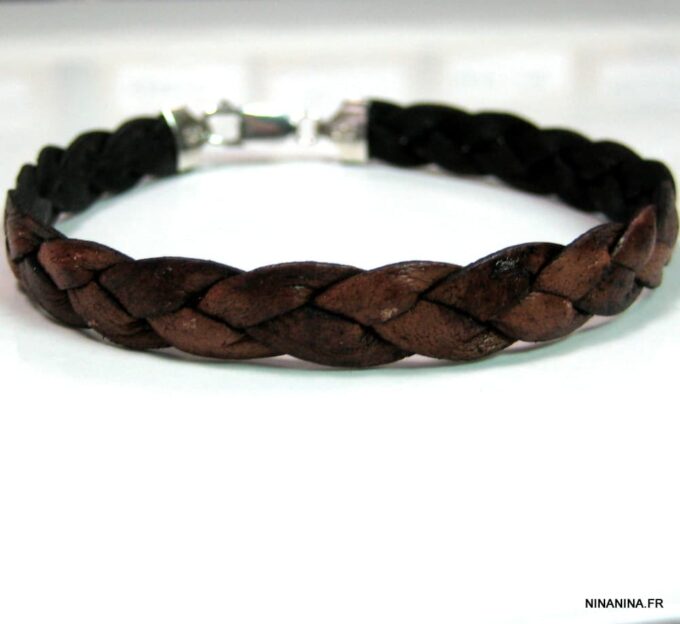 N4487b_bracelet_homme_cuir_tresse_argent_massif