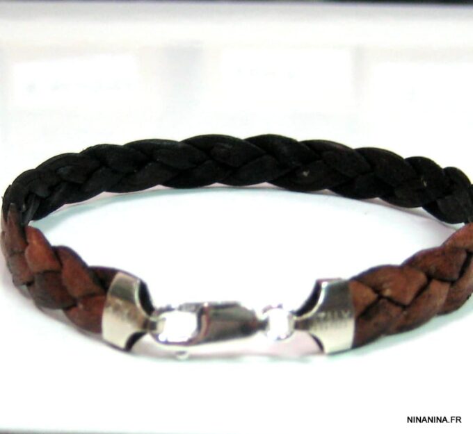 N4487f_bracelet_homme_cuir_tresse_argent_massif