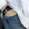 N4488c_Bracelet_homme_cuir_3_tours_personnalise_mousqueton_argent_massif