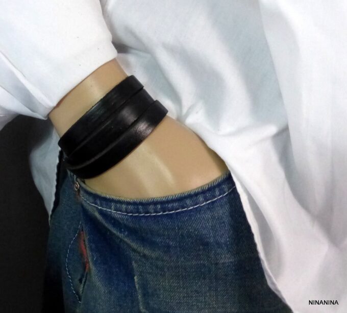 N4488d_Bracelet_homme_cuir_3_tours_personnalise_mousqueton_argent_massif