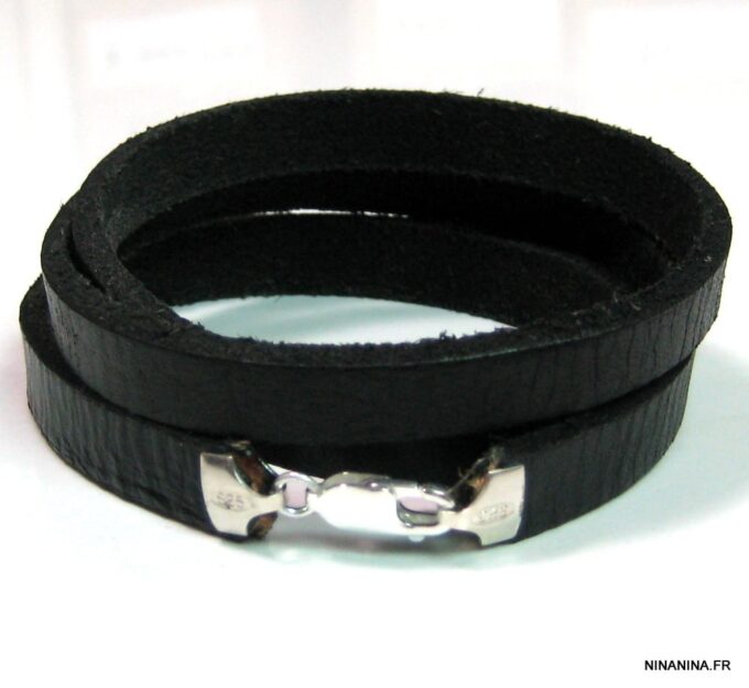 N4488d_bracelet_homme_cuir_3_tours_argent_massif