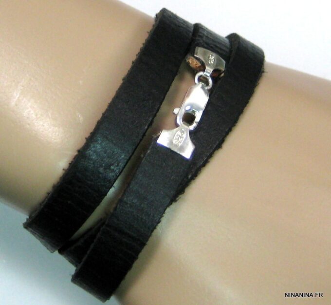 N4488f_bracelet_homme_cuir_3_tours_argent_massif