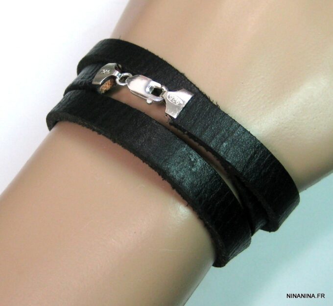 N4488m_bracelet_homme_cuir_3_tours_argent_massif