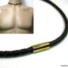 N4503_collier_cuir_tresse_et_fermoir_dore_or