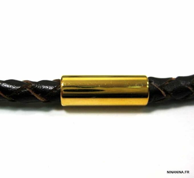 N4503b_collier_cuir_tresse_et_fermoir_dore_or
