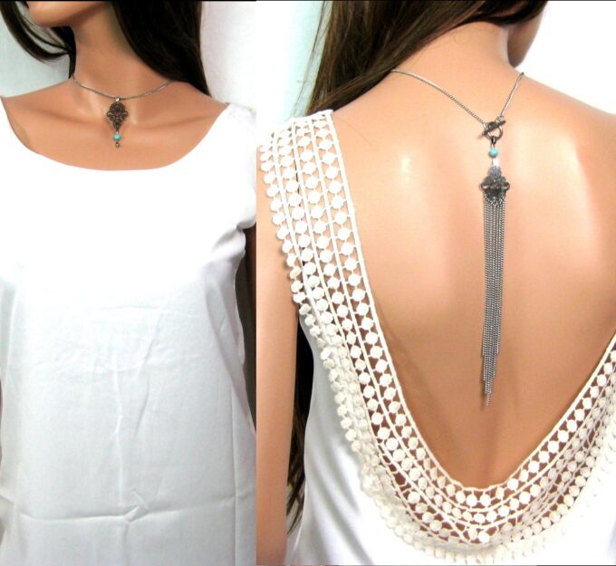 N4532c_collier_de_dos_acier_inoxydable_et_turquoise