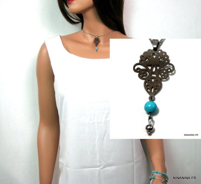 N4532d_collier_de_dos_acier_inoxydable_et_turquoise