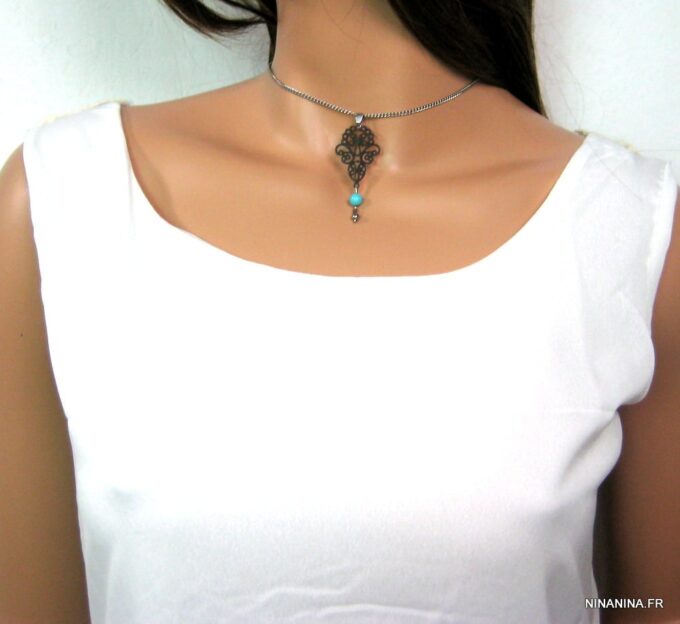 N4532e_collier_de_dos_acier_inoxydable_et_turquoise