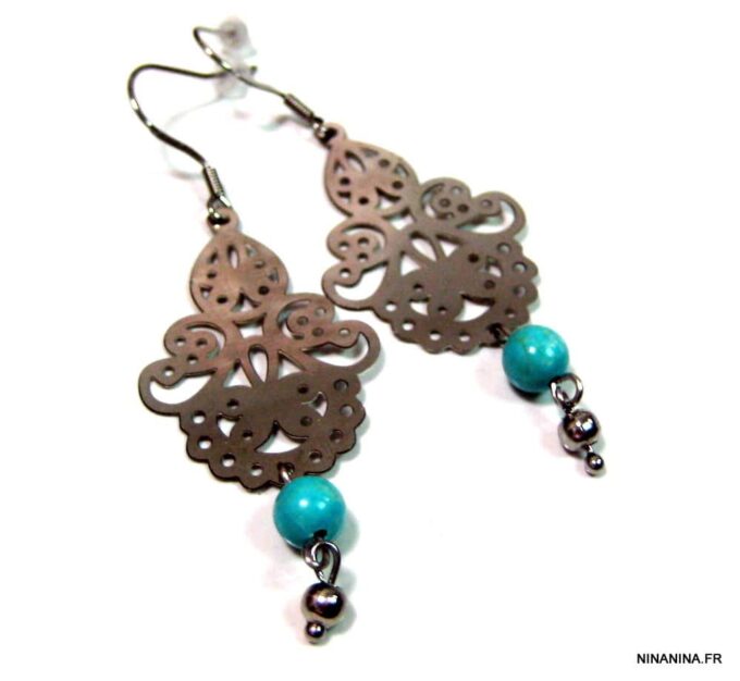 N4533d_boucles_doreilles_acier_inoxydable_et_turquoise