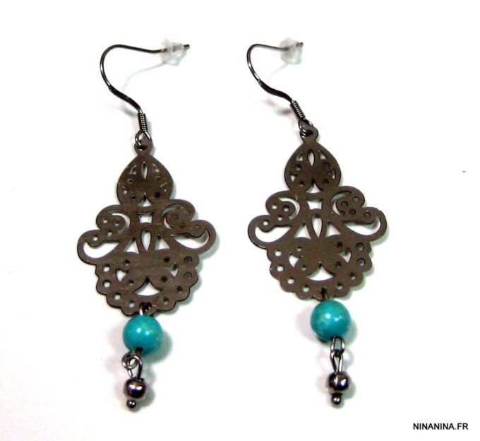 N4533e_boucles_doreilles_acier_inoxydable_et_turquoise