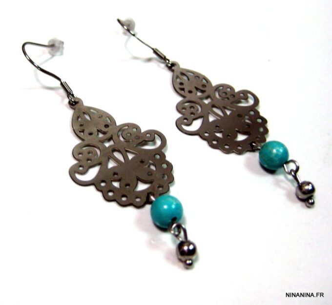 N4533g_boucles_doreilles_acier_inoxydable_et_turquoise