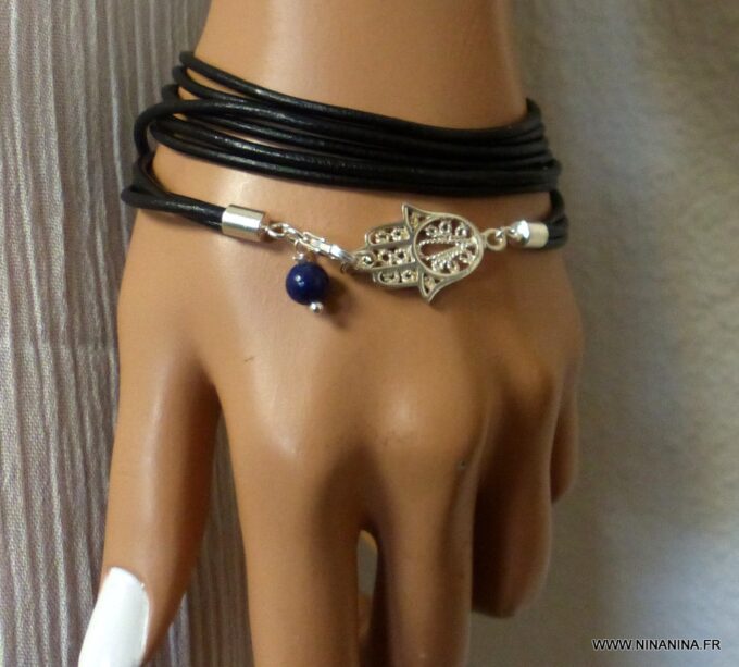 N4564d_Bracelet_homme_femme_cordon_cuir_wrap_lapis_lazzuli_main_de_fatma_argent_925_massif_NINANINA