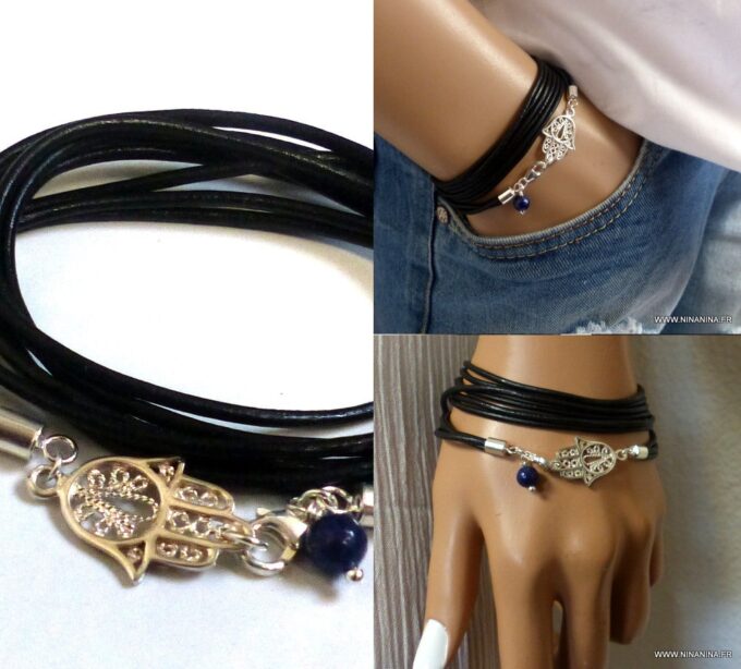 N4564e_Bracelet_homme_femme_cordon_cuir_wrap_lapis_lazzuli_main_de_fatma_argent_925_massif_NINANINA