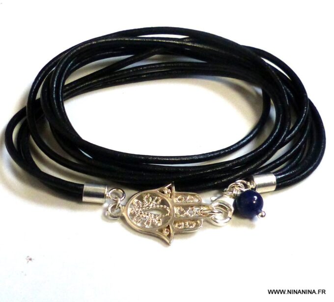 N4564m_Bracelet_homme_femme_cordon_cuir_wrap_lapis_lazzuli_main_de_fatma_argent_925_massif_NINANINA