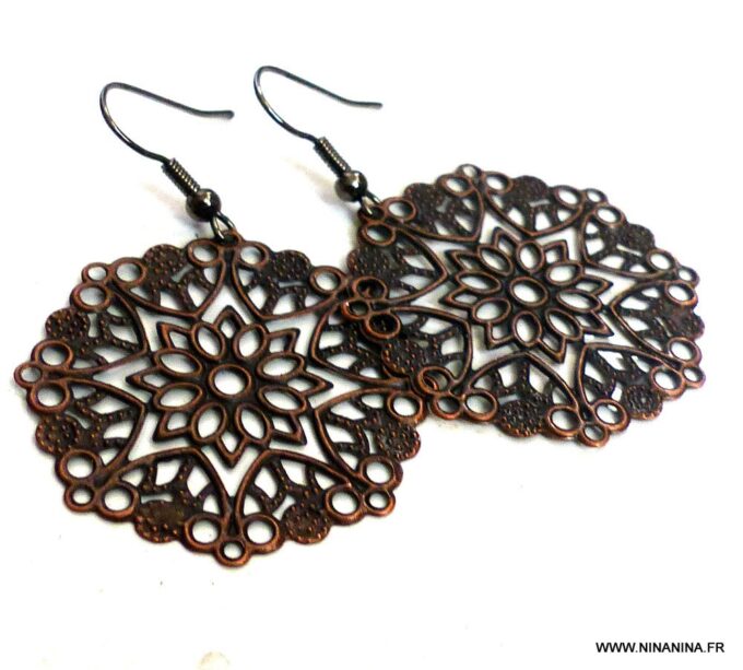 N456a_Boucles_d_oreilles_femme_pendentif_dentelle_metal_cuivre_NINANINA