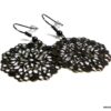 N456c_boucles_doreilles_femme_pendentif_rond_dentelle_metal_noir