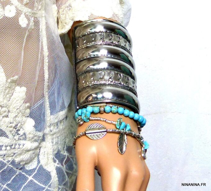 N4583bise_Bracelet_manchette_large_metal_argente