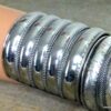 N4586bisf_Bracelet_manchette_large_artisanal_tribal_metal_argente