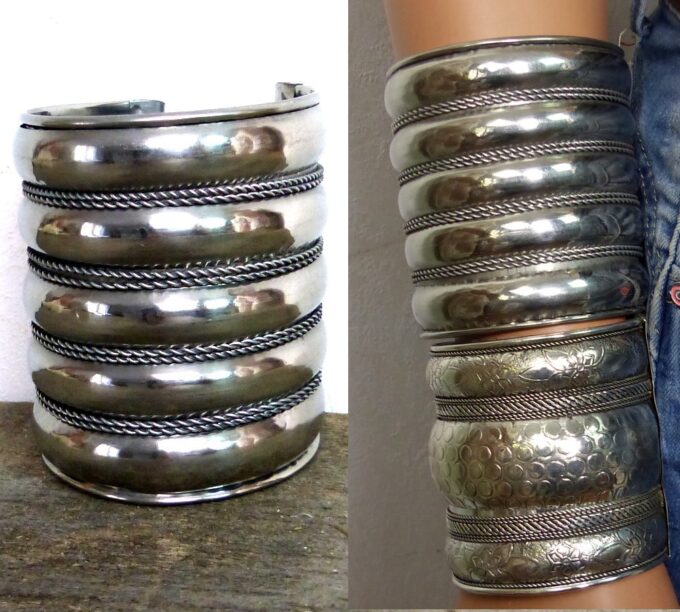 N4586bisg_Bracelet_manchette_large_artisanal_tribal_metal_argente