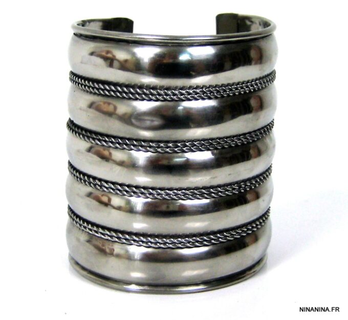 N4586h_bracelet_manchette_metal_argente_cisele