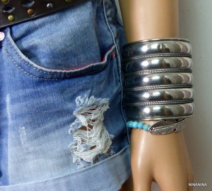 N4586terc_Bracelet_manchette_large_artisanal_tribal_metal_argente