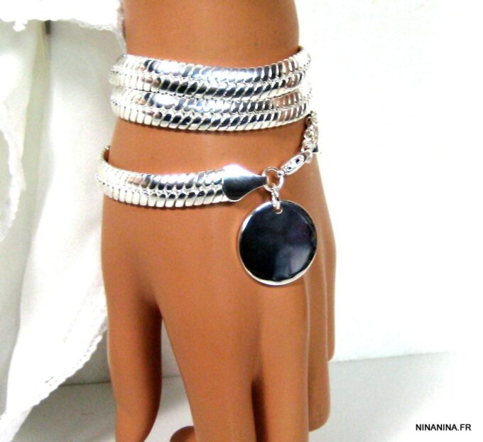 N4603c_bracelet_wrap_maille_serpent_plate_plaque_argent