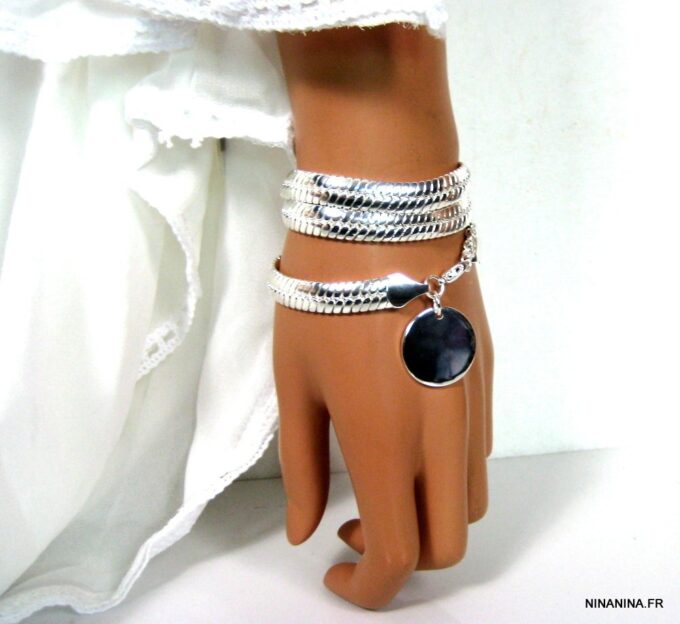 N4603e_bracelet_wrap_maille_serpent_plate_plaque_argent
