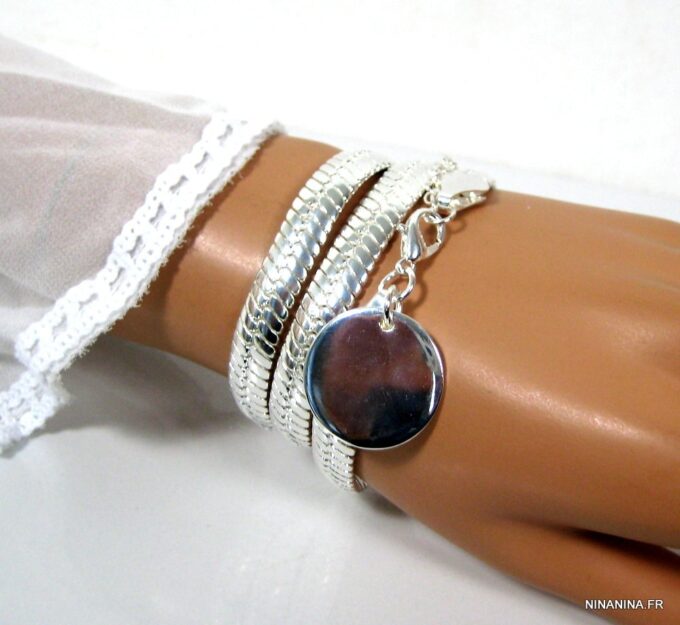 N4603f_bracelet_wrap_maille_serpent_plate_plaque_argent