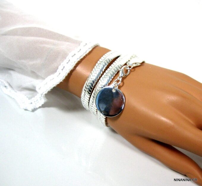 N4603k_bracelet_wrap_maille_serpent_plate_plaque_argent