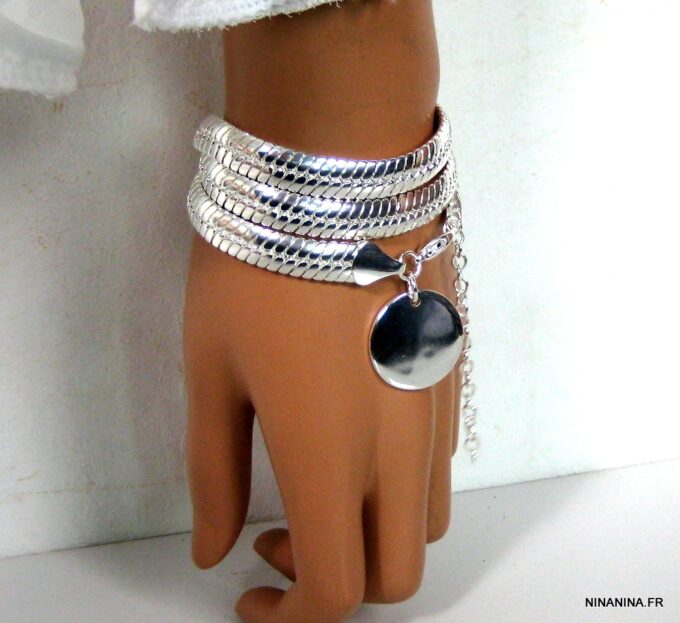 N4603o_bracelet_wrap_maille_serpent_plate_plaque_argent
