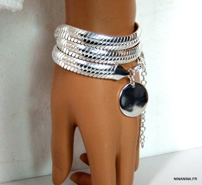 N4603r_bracelet_wrap_maille_serpent_plate_plaque_argent
