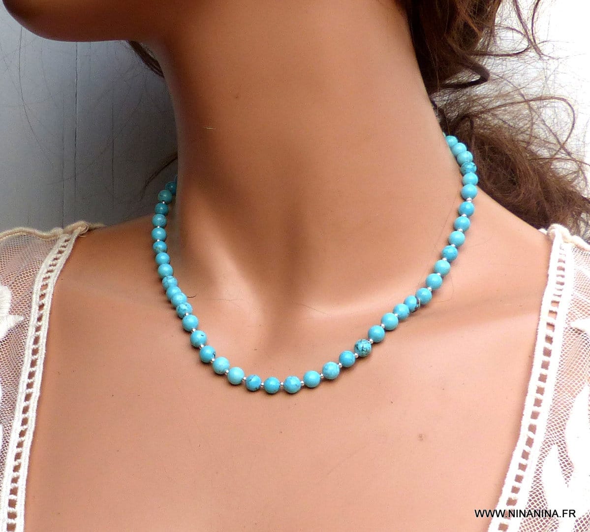 Véritable Bleu Turquoise Argent 925 Collier Bijoux Femmes Handmade USA Vendeur