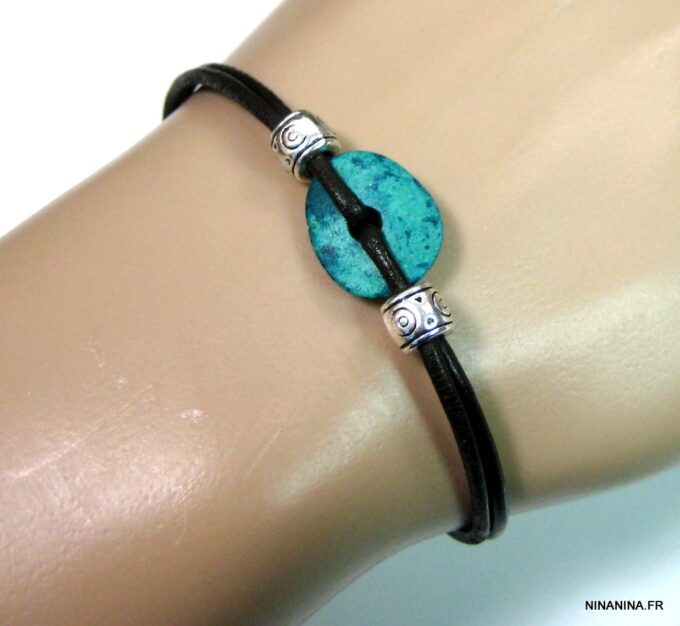 N4624b_bracelet_cordon_cuir_disque_turquoise