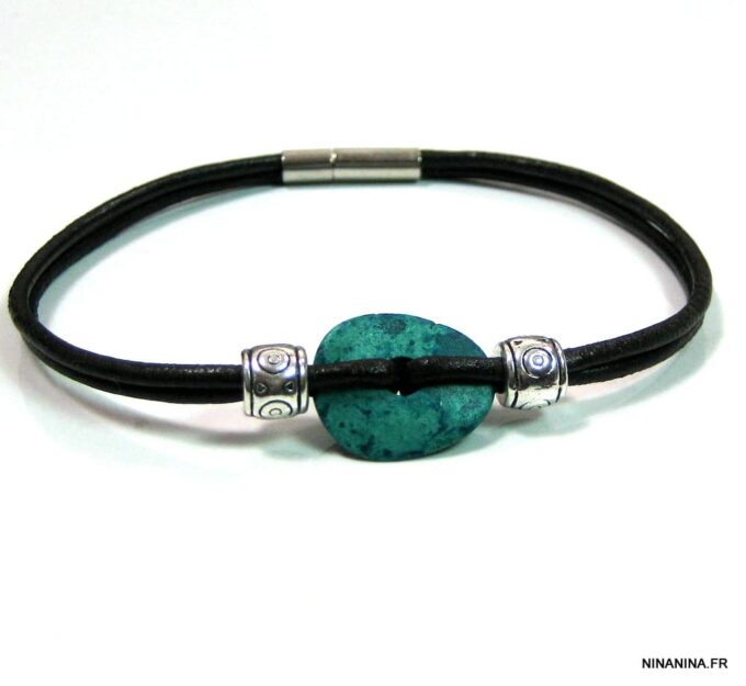 N4624g_bracelet_cordon_cuir_disque_turquoise