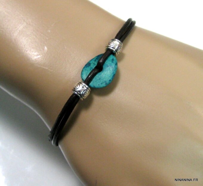 N4624i_bracelet_cordon_cuir_disque_turquoise