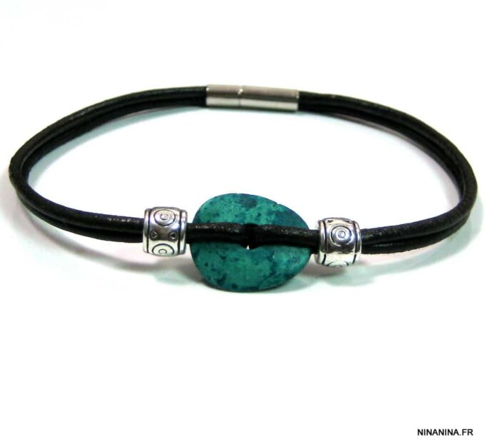 N4624l_bracelet_cordon_cuir_disque_turquoise