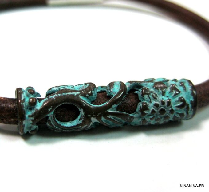 N4629e_bracelet_cuir_tube_turquoise_bronze