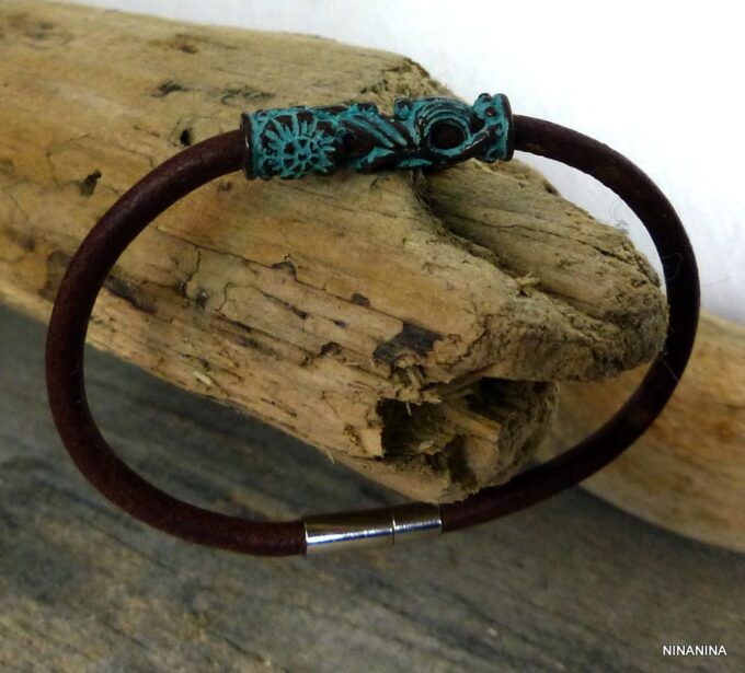 N4629terTER_Bracelet_cuir_tube_patine_turquoise