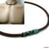 N4630_collier_homme_cuir_tube_turquoise_bronze