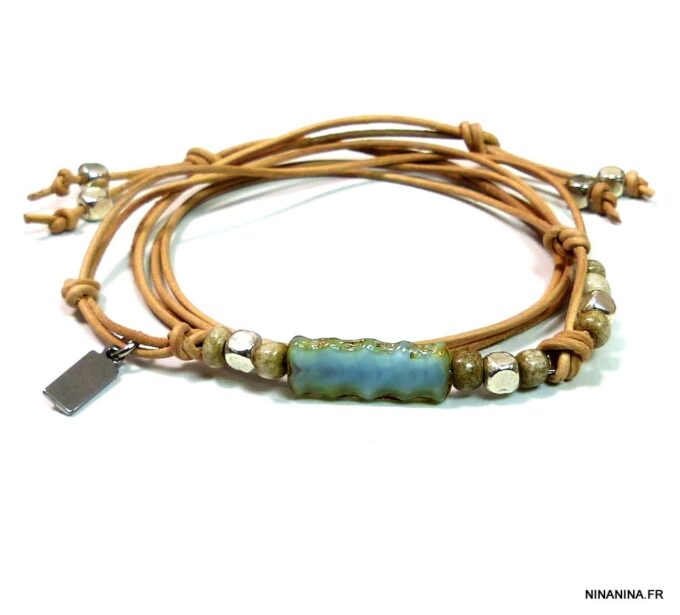 N4680i_bracelet_wrap_cordon_cuir_perles_boheme_turquoise